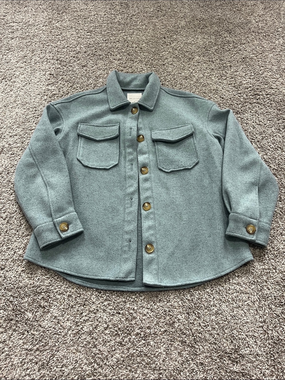 Avec Les Filles muted teal button-up shacket